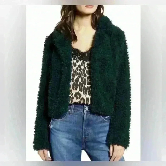 NEW BLANK NYC Faux Fur/Shearling Cropped Jacket~ Green Lights ~ Small 🧸 - Picture 8 of 9